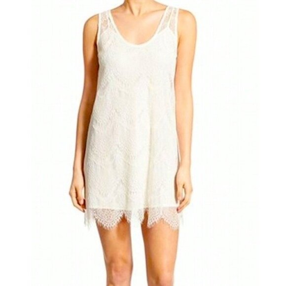 Cupcakes & Cashmere Ivory Sleeveless Lace Sheath Dress Women’s Size Large